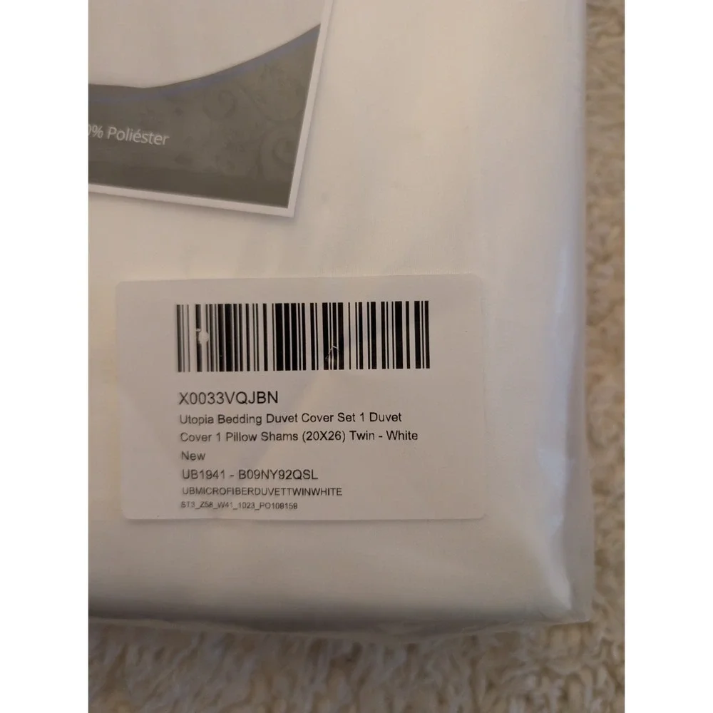 Utopia Bedding Twin White Microfiber Duvet Cover Set w/ Pillow Sham, 2pc